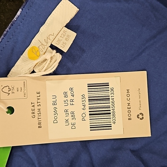 💕BODEN💕 Velvet Midi Party Tea Dress ~ Sea Blue US 8 NWT - Picture 14 of 16